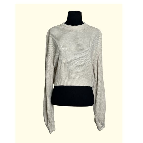 H&M Divided beige crew neck balloon sleeves sweater size XS - Picture 1 of 7